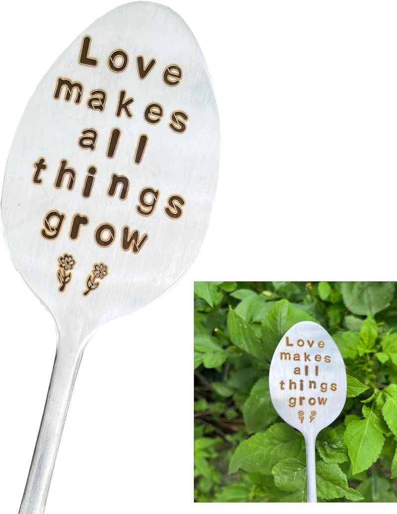 PLWalker Garden Plant Marker Friendship Gift for Women Gardeners, Plant Stake Label Sign Tag Gardening Gifts for Woman Plant Lovers, Metal Garden Decoration (All Things Grow), Silver - Image 1